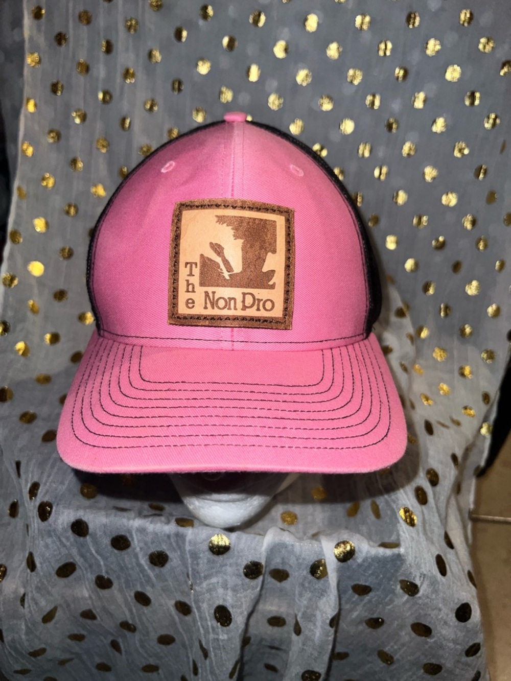Pink Trucker Hat with Leather Patch - The Non Pro
